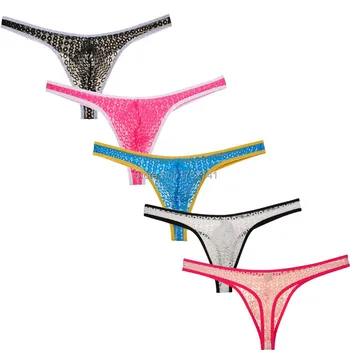 

4Pcs/Lot Men's Pouch G-String Transparent Thongs Underwear Sexy String Tangas Lace Bikini