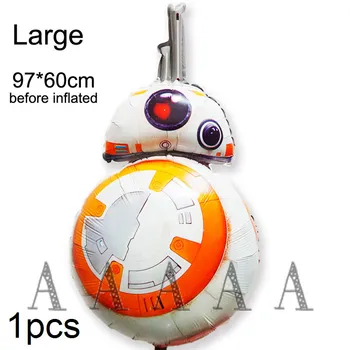 

2pc 97*60CM size movie Star Wars balloon the force Awakens BB8 foil balloons happy Birthday Party robot balloon