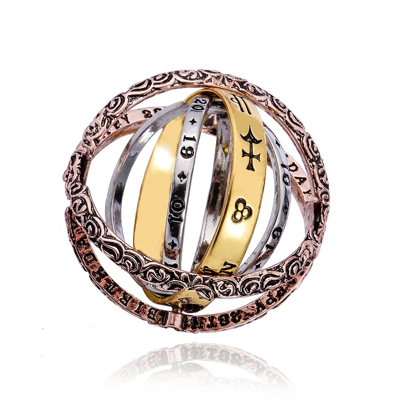 Morkopela астрономический шар кольцо любовник комплекс вращающиеся космические кольца, ювелирные подарки парные кольца для мужчин и женщин - Цвет основного камня: Tricolor