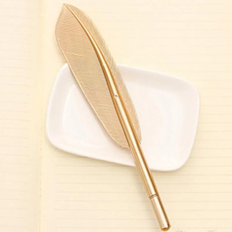 JX-LCLYL 4pcs Cute Feather Ballpoint Ink Pen Office Students Stationery Random Color