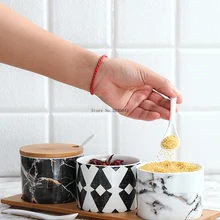 Креативная банка для приправ в японском стиле, керамический бытовой солонка, коробка для приправ, набор из 3 предметов с бамбуковым поддоном