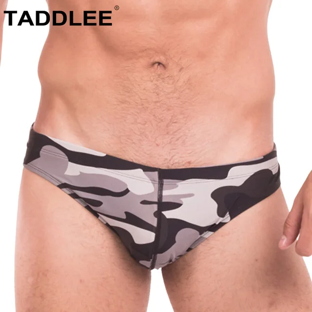 Cheap Taddlee Brand Sexy Men's Swimwear Swimsuits Gay Penis Pouch Camo Low Rise Swim Briefs Bikini Men Bathing Suits Swimming