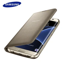 100% Original Samsung Galaxy S7 S7 Edge Smart Flip Case LED Personalized icon Smart Phone Cases Wallet Leather Cover Case