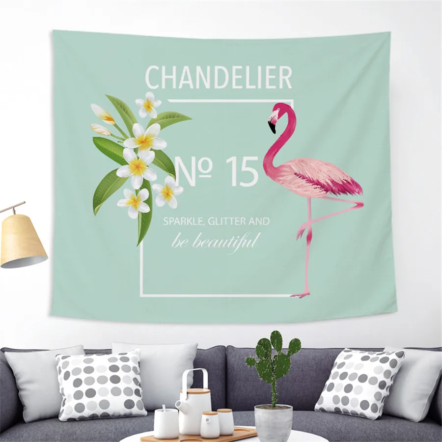 

Polyester Textile Tapestry flamingo Cartoon Pattern Home Printed Wall Decoration Brish Carpet Beach Towel Sofa Cover Towel