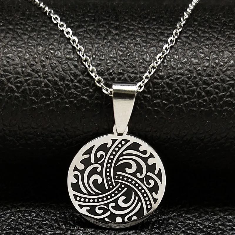 

2019 Wave Stainless Steel Pendant Necklace Women Silver Color Statement Necklace Jewellery acero inoxidable joyeria mujer N18687