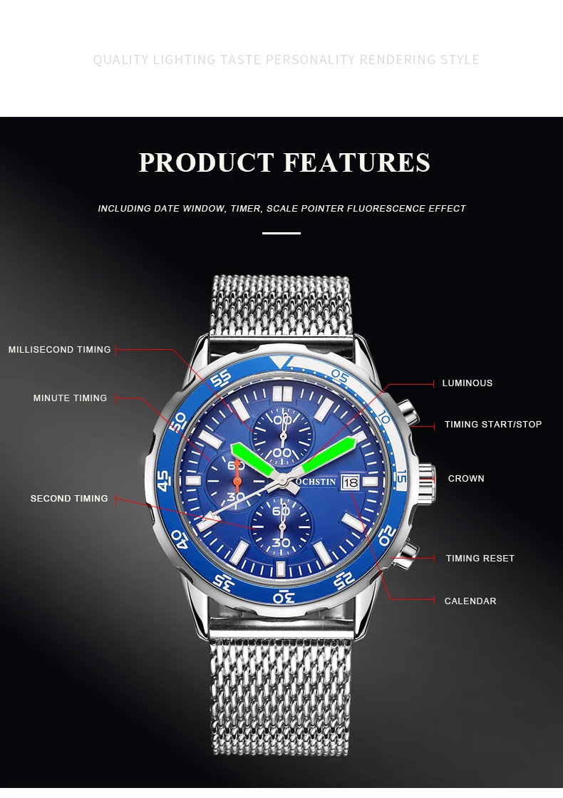 OCHSTIN модные спортивные часы для мужчин s водонепроницаемые аналоговые стальные сетчатые часы кварцевые наручные часы для мужчин со дня рождения часы Reloj Homb