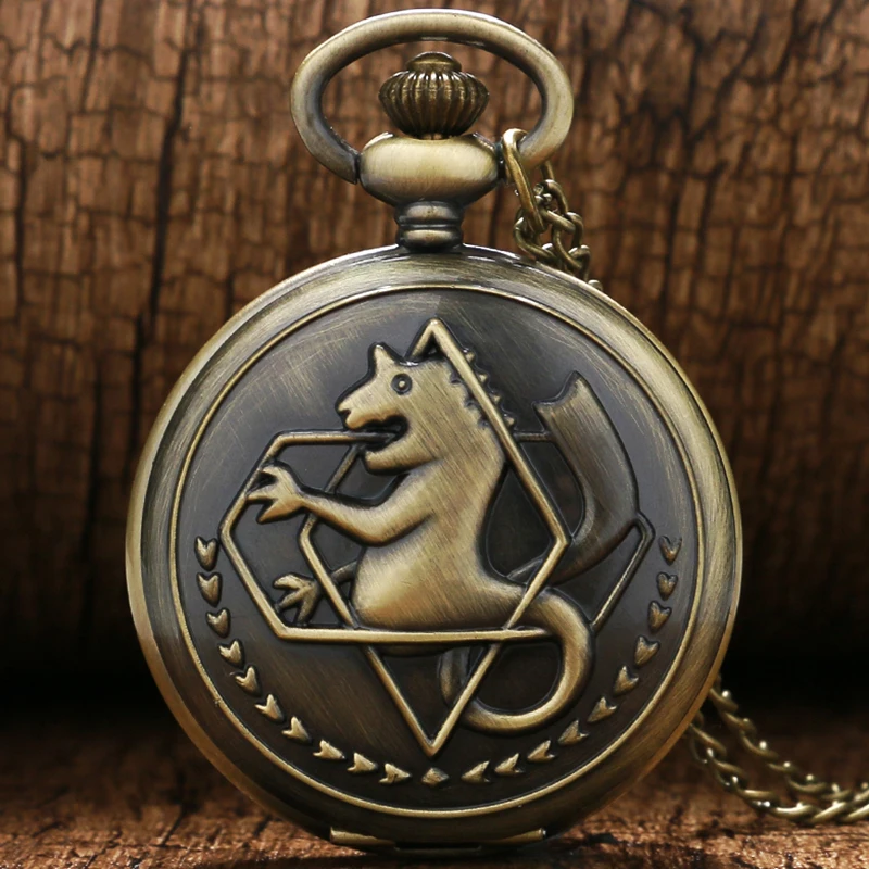 

Don't Forget 3 Oct.11 Tone Fullmetal Alchemist Pocket Watch Bronze Style Chain Necklace Pendant Watch Gift Bag for Boy Girl