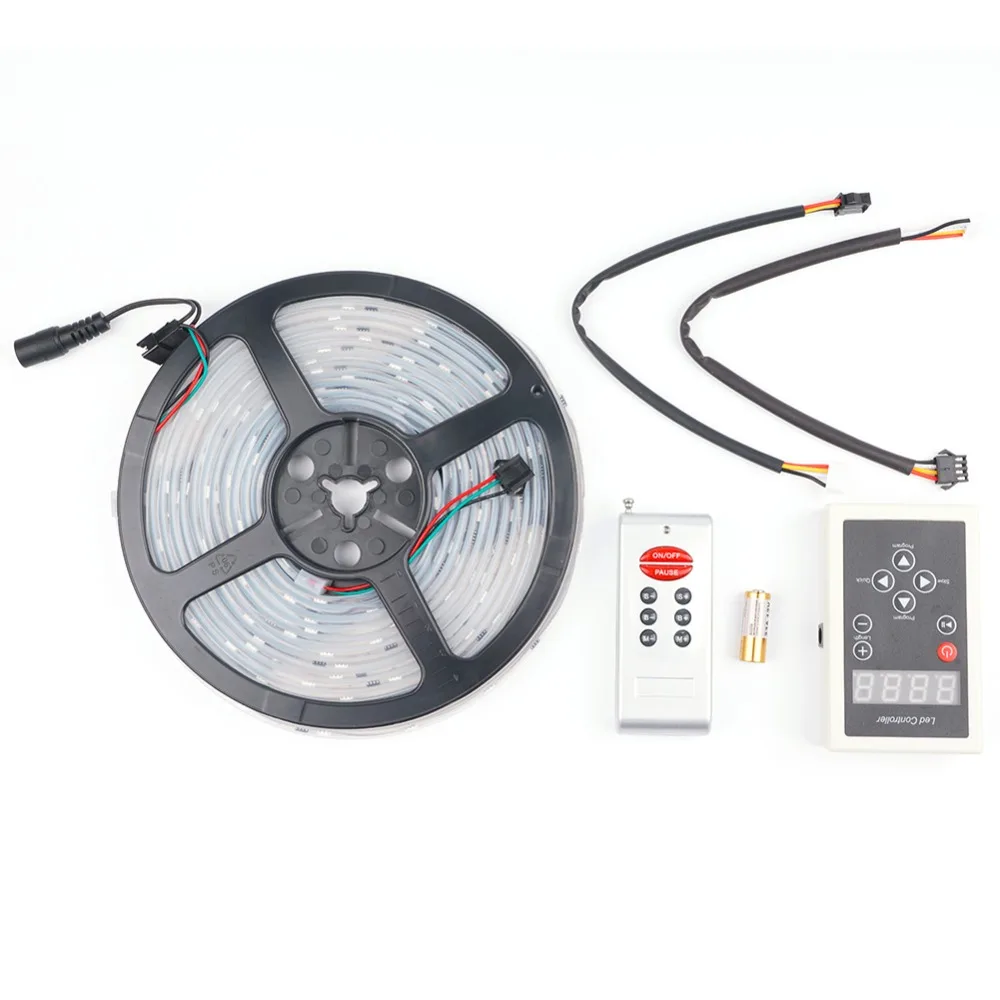cheap 5m Led Strip Light DC12V 6803IC RGB Dream Color IP67 Waterproof Flexible Light 5050SMD 150LED + RF Remote Controller