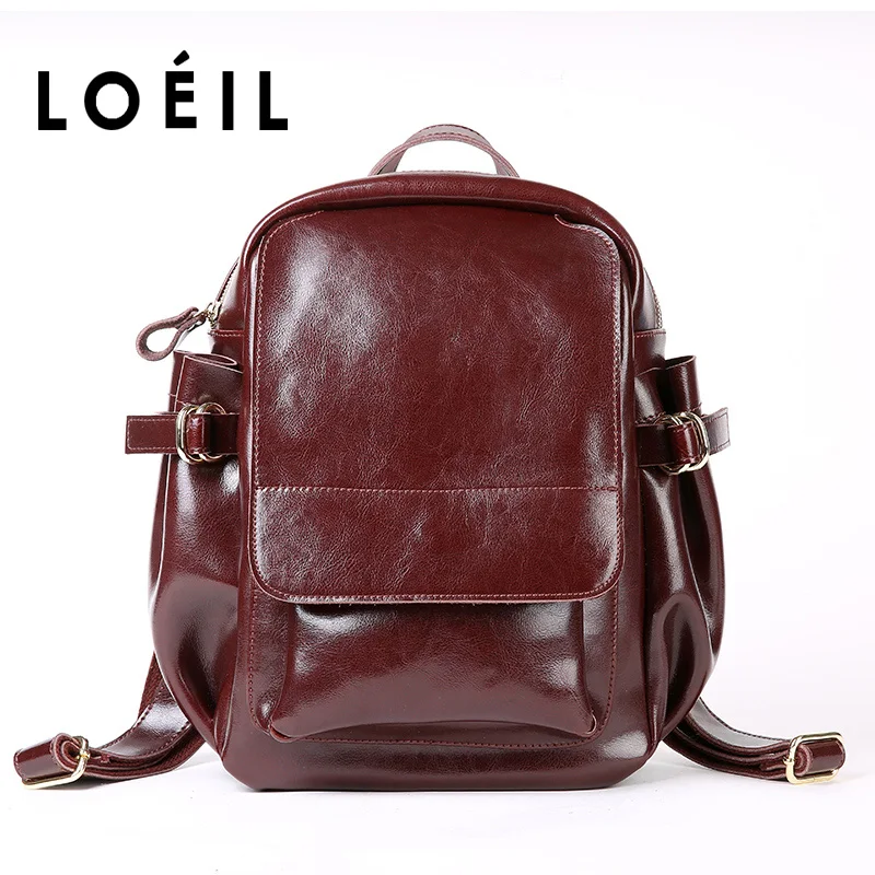 

LOEIL ladies bags for women genuine Lether Female Travel bags backpack women