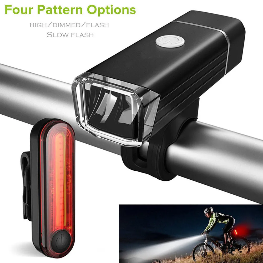 Discount ISHOWTIENDA Usb Rechargeable Bike Light Front Handlebar Bike Bicycle Lights USB LED Set Mountain Cycle Front Back Headlight 0