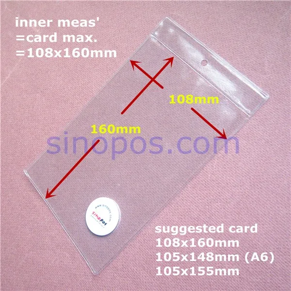 Виниловый мешочек для бирки 108x160 мм, держатель тегов из ПВХ знак билетные рукава пластиковый пакет конверт, карты Обложка лист протектор карманная вешалка