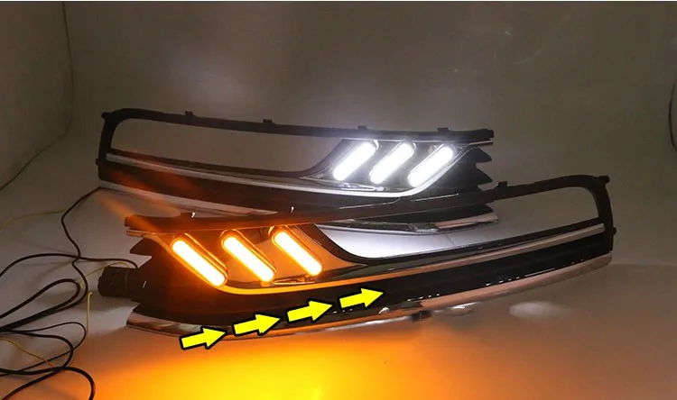 Osmrk led drl Дневной ходовой светильник для Volkswagen Passat b7 с движущимися желтыми поворотниками и синим ночным ходовым светильник