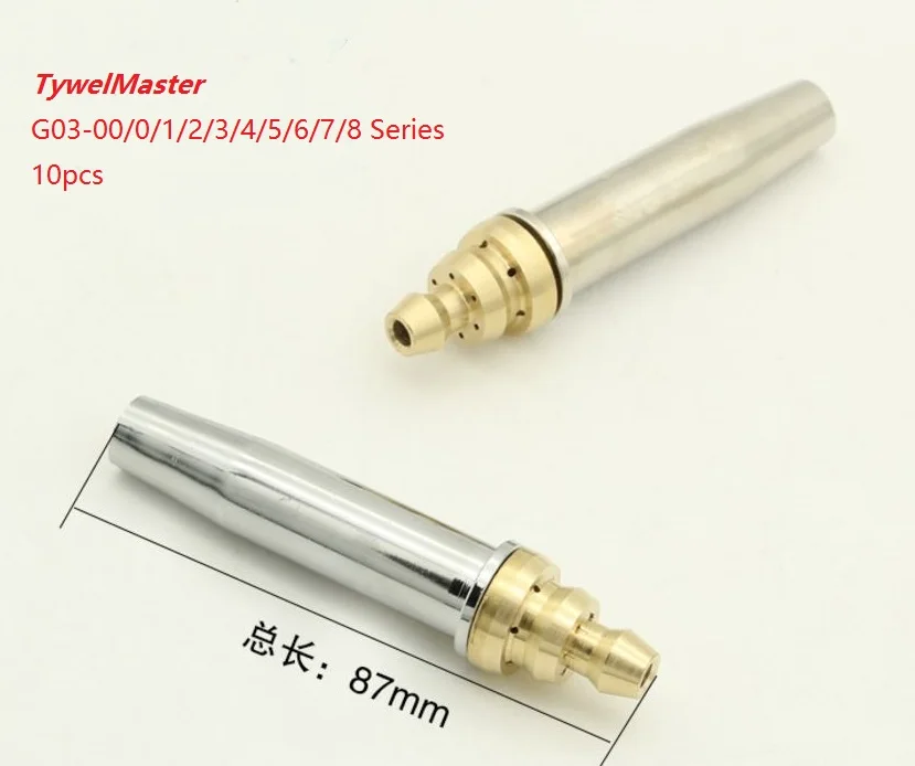Gas Cutting Torch Tip Nozzle 10pcs G03 00/0/1/2/3/4/5/6/7/8 Cutting
