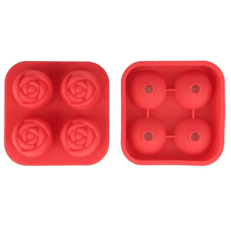 

4 Grids Rose Shape Silicone Mold Chocolate Cookie Fondant Cake Baking Mould