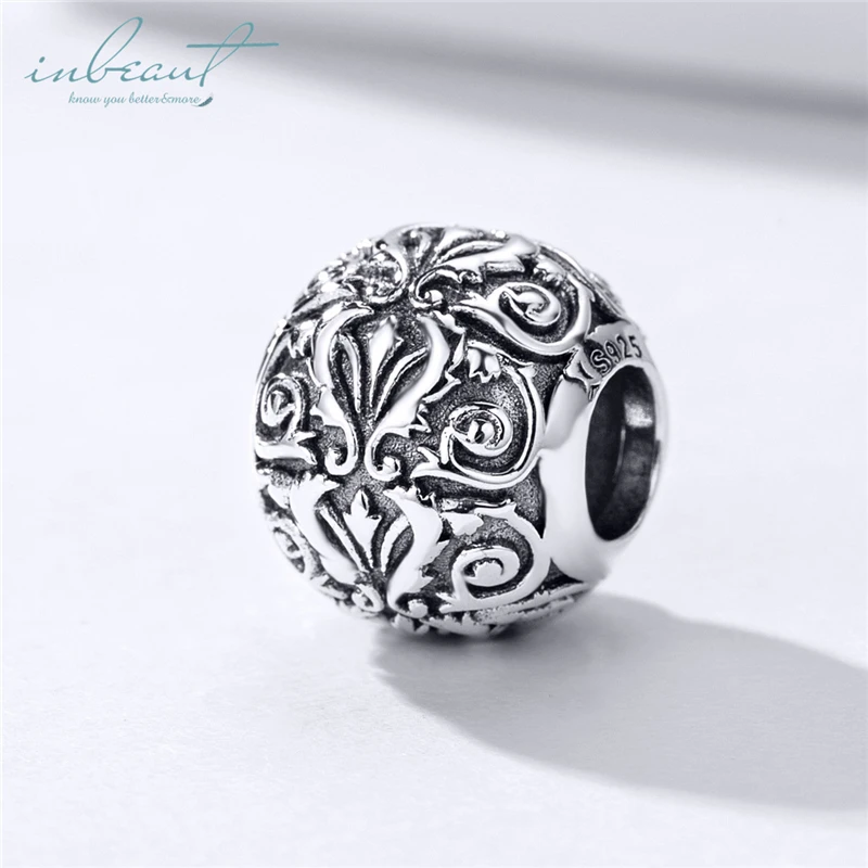 

inbeaut 925 Silver Original Palace Flower Leaf Beads for Jewelry Making Vintage Tree Long Plant Charms fit diy Bracelet Bangle