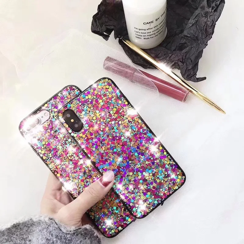 

Epoxy Glitter Color Sequin Phone Case for IPhone7 8 6 6S TPU+PC Soft Shell Phone Case for IPhoneX Cover