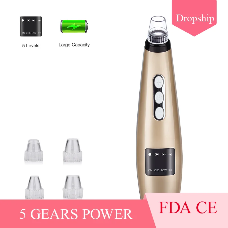 

5 Gears Pore Vacuum Blackhead Remover Facial Pore Cleaner Nose Acne Comedo Suction Spot Cleaner Face Skin Care Pimple Remover