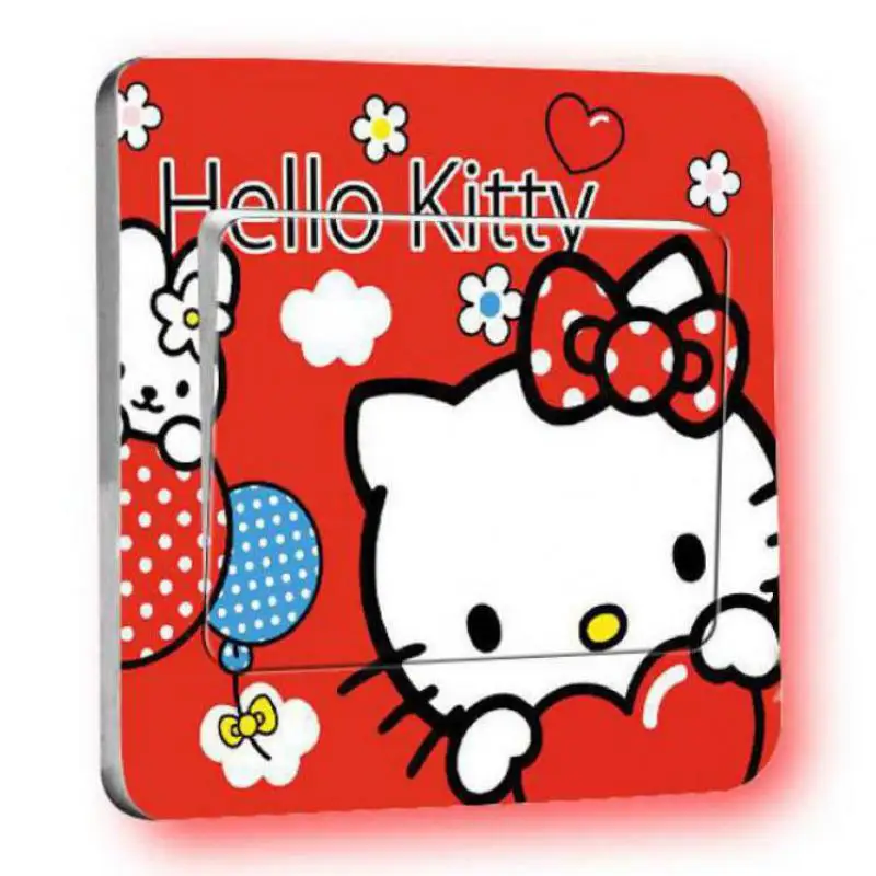 2 шт. список мультфильм hello kitty переключатель гнездо наклейки, украшенные сладкий дом Детская комната переключатель декоративные наклейки