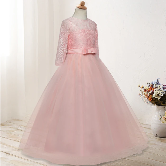 Новое кружевное платье принцессы; детское платье с цветочной вышивкой для девочек; винтажные Детские платья для свадебной вечеринки; торжественное бальное платье