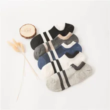 Классические мужские 2 полосатые хлопковые спортивные сетчатые Дышащие носки тапочки в стиле ретро для старшей школы, короткие носки для катания на коньках