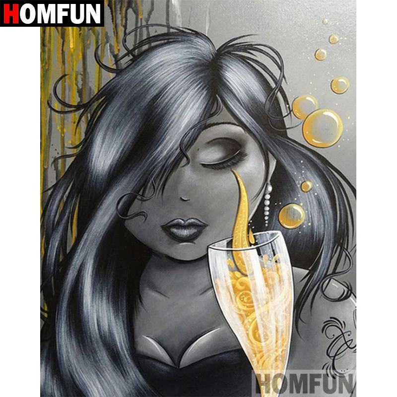 

HOMFUN 5D DIY Diamond Painting Full Square/Round Drill "Fat woman" 3D Embroidery Cross Stitch Mosaic Home Decor A06072