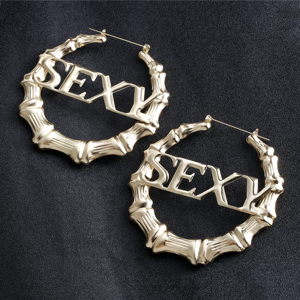 VIVILADY Hiphop Sexy Bamboo Round Hoop Earrings Women Gold Color Basketball Wives Statement Brincos Boho Jewelry Party Gift - Image 3
