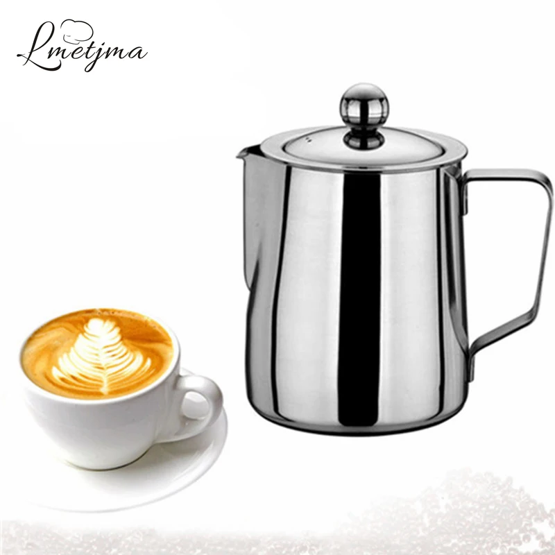 LMETJMA Adjustable Milk Frothing Jug with Coffee Filter Stainless Steel Coffee Frothing Jug 350ML 600ML KCBII011607