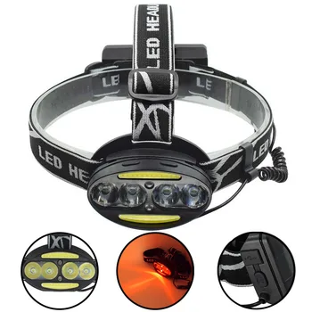 

XML T6 COB LED Head Lamp Torch USB Rechargeable White Red Light Headlamp Frontal Running Headlight Power by 18650 Battery