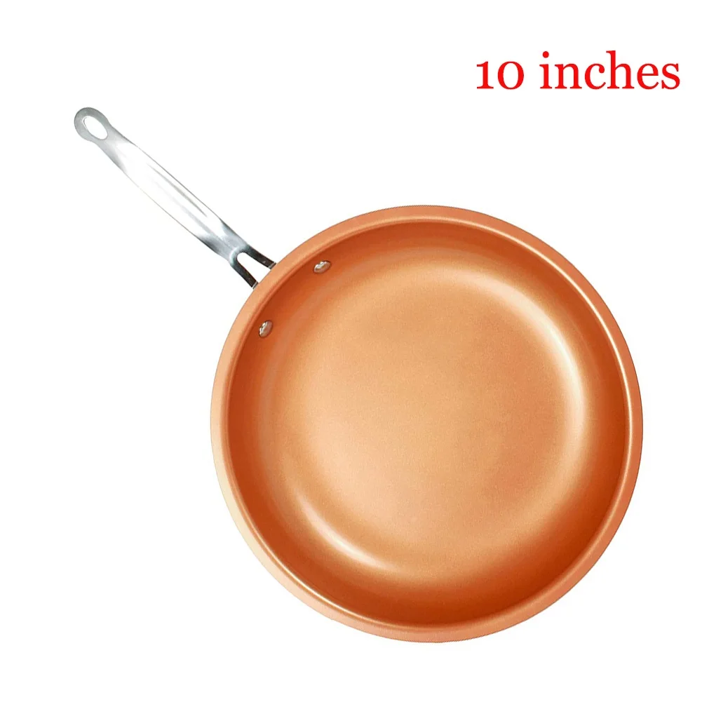 12 дюймов медь шеф-повара сковорода антипригарная сковорода для блинов сотейник с керамическим покрытием кухня приготовления индукции горшок кухонная посуда - Цвет: 10inch