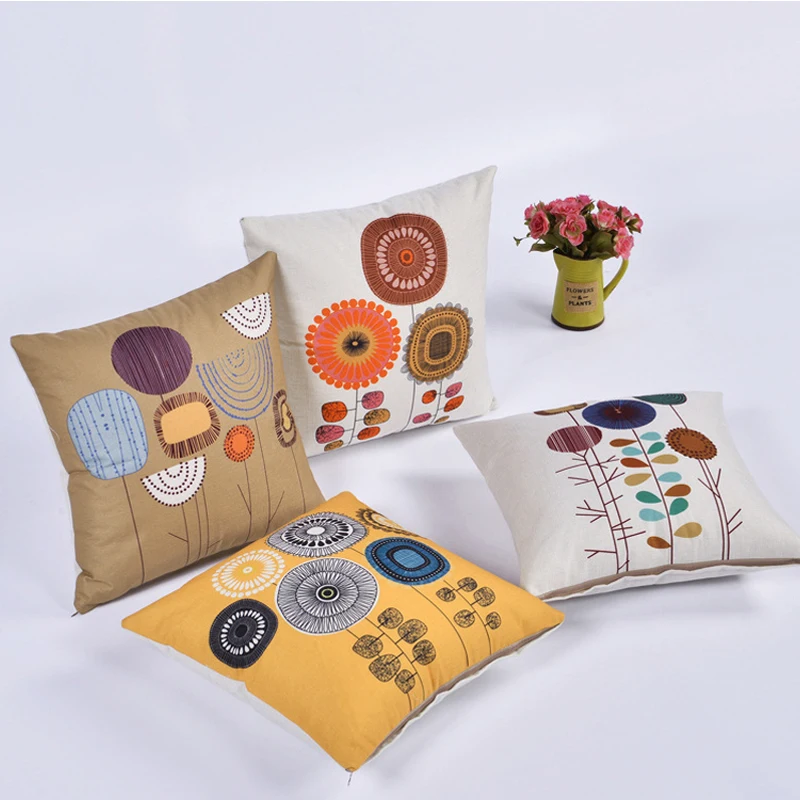 

Flower Cushion Cover Pillow Case Home Decorative Pillow Cotton Linen Pillowcase Sofa Cushion For Sofa Home Decoration Pillowcase