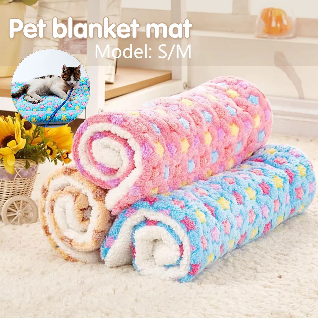 

50*35cm /50*50cm Cute Floral Pet Sleep Warm Paw Print towl Dog Cat Puppy Fleece Soft Dog Blanket Pet Dog Beds Mat