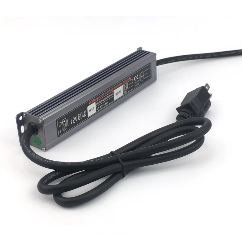 [Seven Neon] IP67 водонепроницаемый DC12V 60 W/DC24V 60 Вт металлический переходник переключателя питания светодиодного освещения силовой трансформатор с кабелем