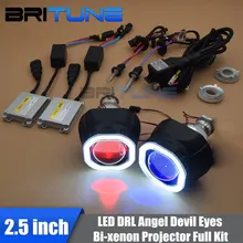 Britune Angel Devil Eyes фары линзы автомобильный проектор полный комплект Биксеноновые линзы для H4 H7 Фары аксессуары для модернизации H1 xenon