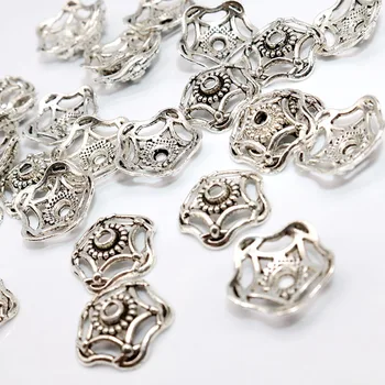 

20pcs/lot 16mm Pentagram Conical End Silver color Big Size Beads Cap Hollow Out Flower Bead Caps Charms DIY for Jewelry Findings