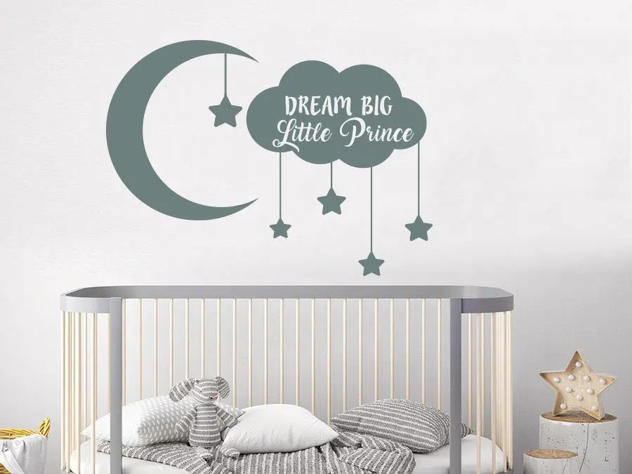 спящий мишка на облачке. наклейки на стену в детскую комнату. декор над кроватью слова. настенные надписи в квартире. сон фотообои.