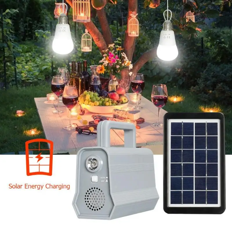 

Solar LED Bulb Lamp Bluetooth Speaker System Light Kit for Outdoor Camping