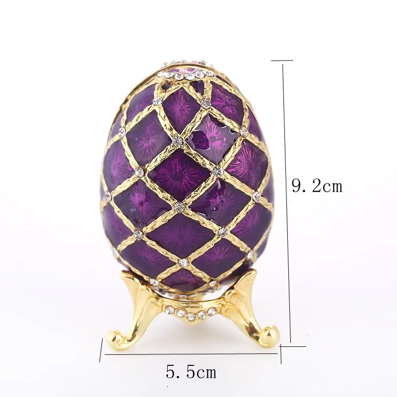 Русские faberge фиолетовые украшения для яиц расписанные коробки на подставке набор с эмалью и кристаллами для украшения дома