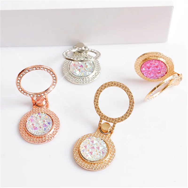 Luxury Diamond Finger Ring Holder Crystal Rhinestone Glitter Mirror Case With Gem Holders Stand For iphone X 6 7 8 plus Samsung