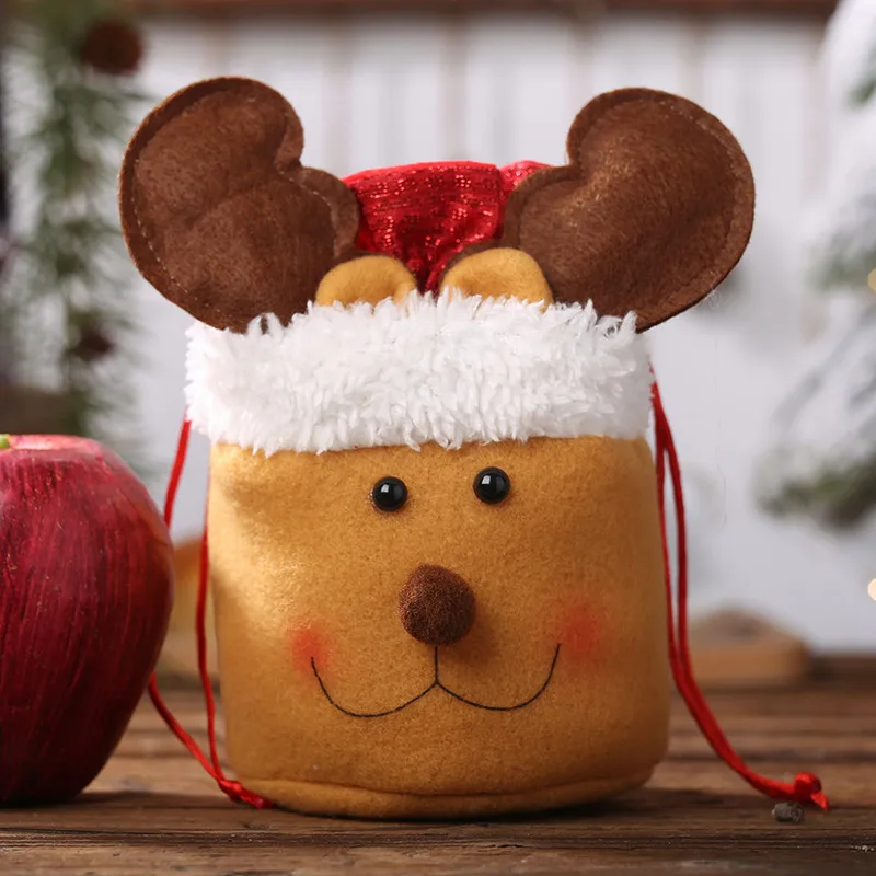 Санта-яблоко, подарочные сумки, рождественские украшения для дома, ручки для сумок, украшения на год, рождественские подарки для детей - Цвет: Elk  Apple bag