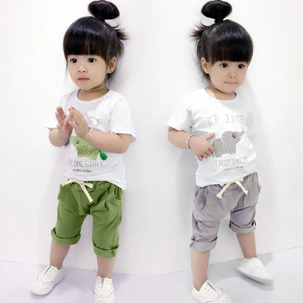 Kids Unisex Cartoon Short Sleeve T-Shirt Top Shorts Outfits Cotton Blends Set