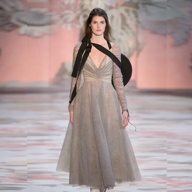 Grey Tulle Empire Dress