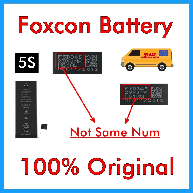 BMT оригинальный 20 шт./лот Foxc Заводская Батарея 0 цикл 1560 мАч аккумулятор для iPhone 5S