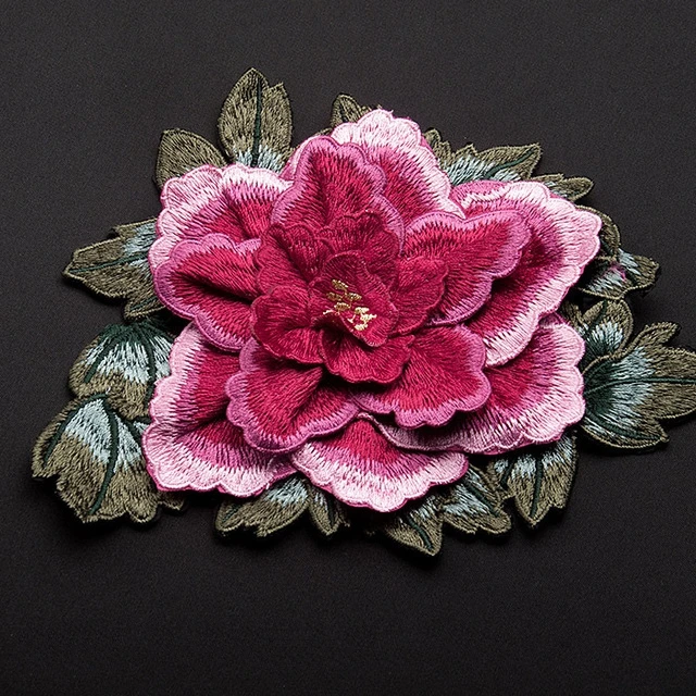 2017 DIY New High quality 3D PEONY flower Embroidery patch Clothing