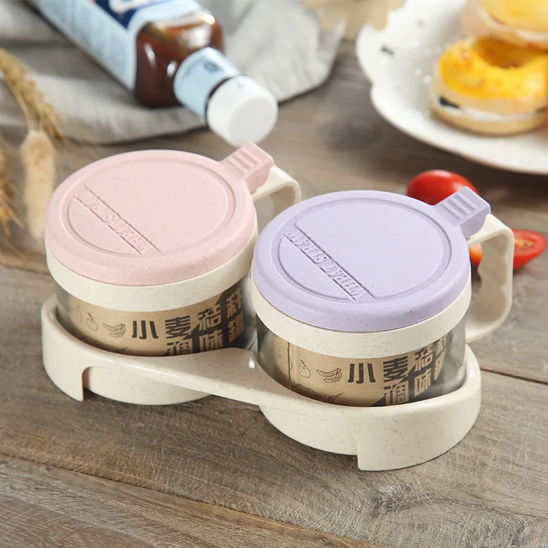 

2pcs Transparent Seasoning Salt Jar Storage Box Kitchen Spice Sugar Storage Box