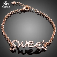 Азора уникальный дизайн розовое золото Цвет со сладким письмо браслет для модных девочек TS0118