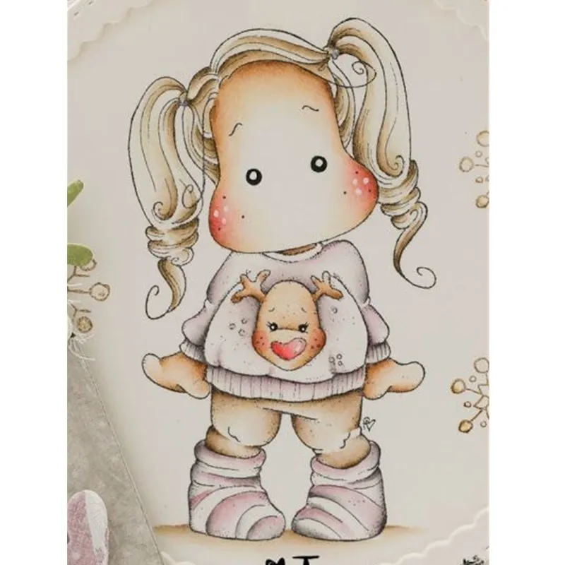 

beautiful girl cartoon pattern Stamp And metal die Scrapbooking Alphabet Stamp Embossing Craft Silicone Transparent Stamps
