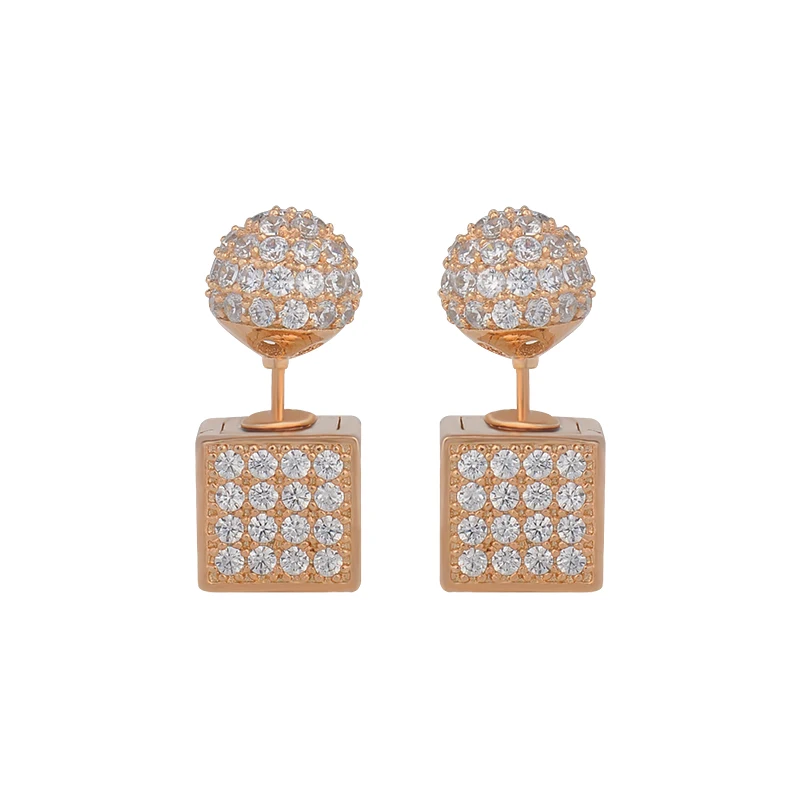 HOT Silver Plated Big Cubic Zirconia Square Stud Earrings Fashion Jewelry For Women Anti-allergic Earrings GLE4595Y