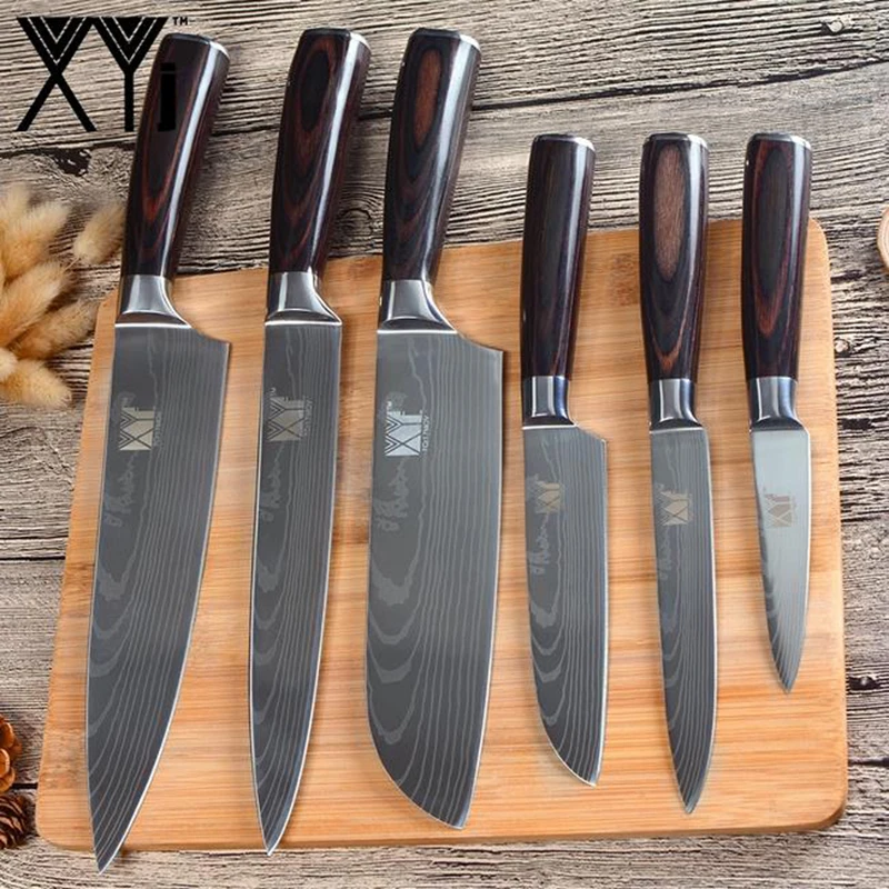  XYj Knife Set Professional Chef Knife Cleaver Knives Slicing Santoku Knives Fit Magnetic&Stainless  - 4000377190520