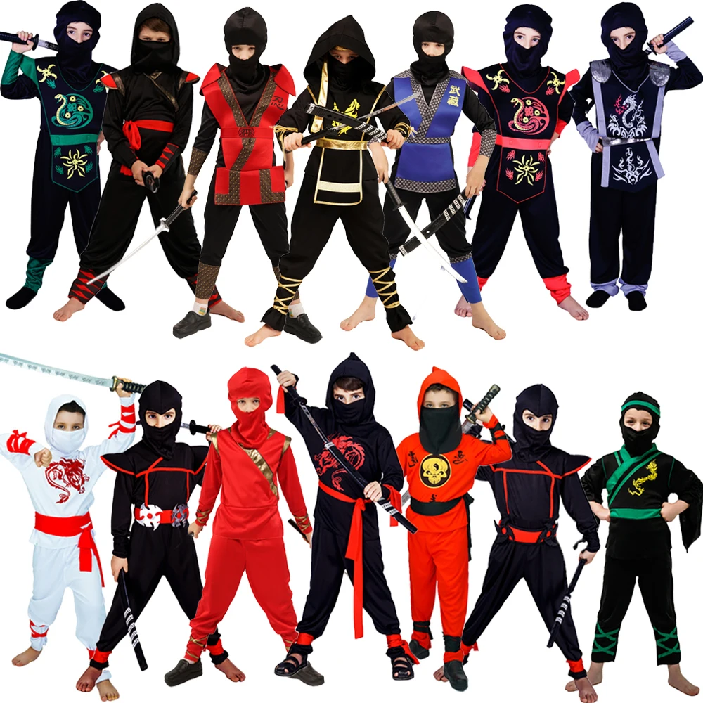 

Boy Ninja Costumes Cosplay Classic Halloween Ninja Clothes Cosplay Purim Kids Uniforms Party