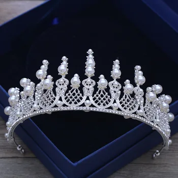 

Moda de Prata Do Casamento Acessorios de Cabelo Coroas Tiaras de Cristal de Zircao Para As Mulheres Nupcial Joas Pageant